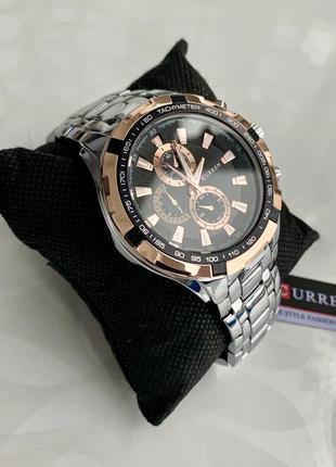 Мужские часы curren металлические серебристый/черный/бронза3 фото