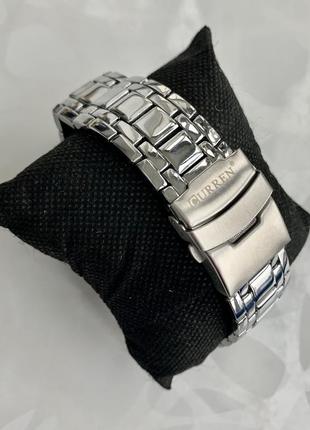 Мужские металлические часы curren каррен серебристый с белым и бронзой4 фото