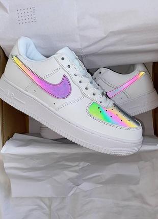 Жіночі кросівки nike air force 1 white reflective / smb