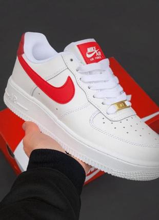 Женские кроссовки nike air force 1 white red 5 / smb8 фото