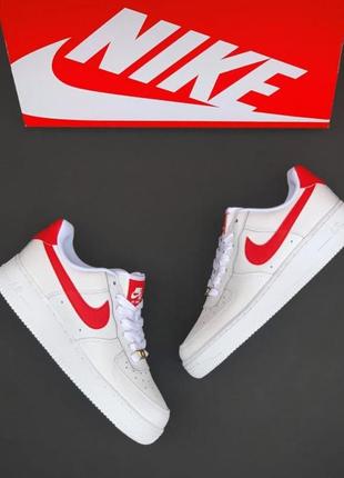 Женские кроссовки nike air force 1 white red 5 / smb