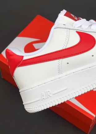 Женские кроссовки nike air force 1 white red 5 / smb7 фото