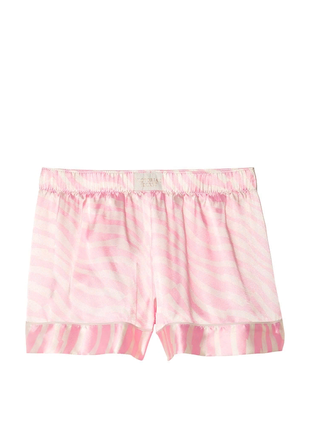 Сатиновая летняя короткая пижама майка и шорты розово-белая victoria's secret4 фото