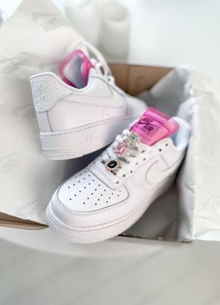 Женские кроссовки nike air force 1 white pink 1 / smb