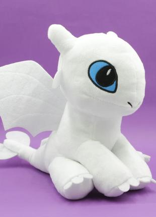 Плюшева іграшка з мультфільму "як приручити дракона", біла фурія м'яка 30 см, іграшка дитяча1 фото