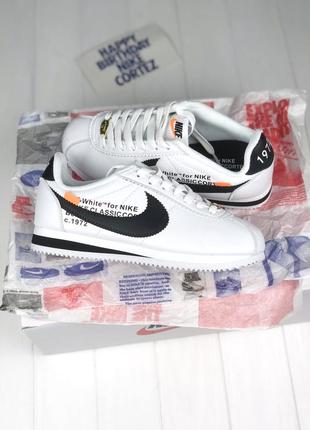 Кожаные кроссовки распродаж ✅ nike cortez x off white1 фото