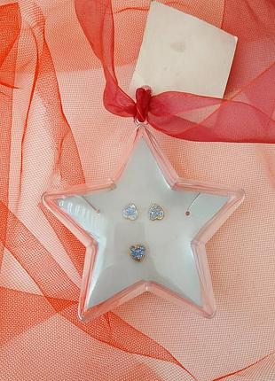 Набор бижутерия кулон и серьги сердечко