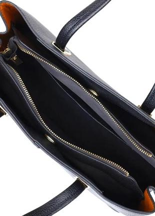 Стильна сумка для ділової жінки чорна шкіряна7 фото