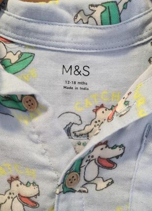 Рубашка на мальчика 
12-18 месяцев от m&amp;s муслин3 фото