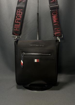Сумка черная мужская через плечо в стиле tommy hilfiger слинг томми ...