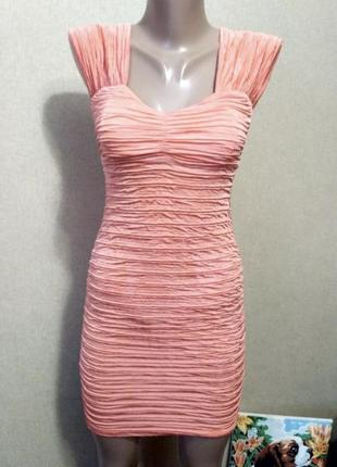 Платье гофре с биркой коралловое