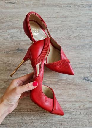 Красные туфли лодочки на шпильке san marina кожаные1 фото