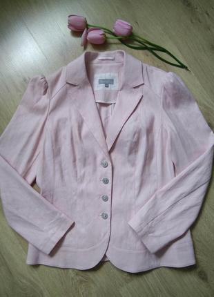 Стильний лляний рожевий піджак блейзер жакет per una/класичний однобортний жіночий піджак5 фото