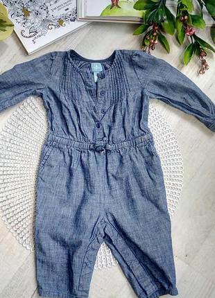 Очаровательный джинсовый ромпер человечек комбинезон на маленькую красотку 6-12 мес