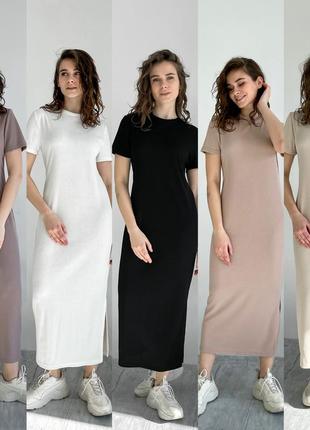 Трендова сукня вільна сукня в рубчик сукня з розрізом сукня футболка довга сукня плаття бренд merlini модна сукня10 фото