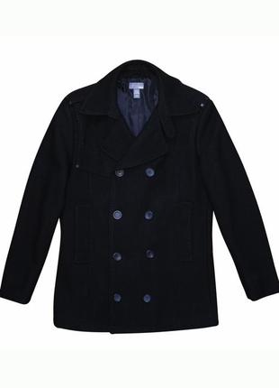Мужское черное пальто шерстяное вискоза теплое h&m m1 фото