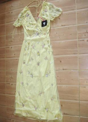 Нове жовте плаття з вишивкою бісером "by very" р. 426 фото