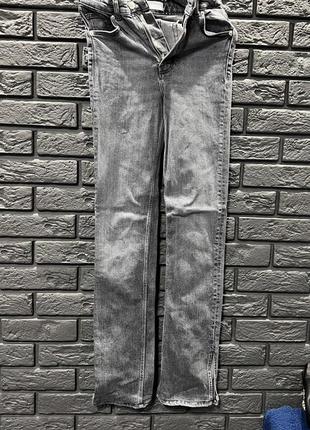 Брюки zara/ скинни/лосины/брюки zara/серые джинсы с разрезами1 фото