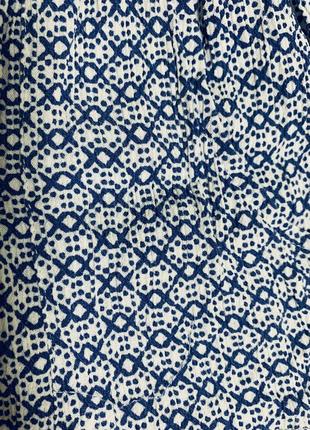 Легкі шорти віскоза жатка білі у синій геометричний принт з китицями (2744)7 фото