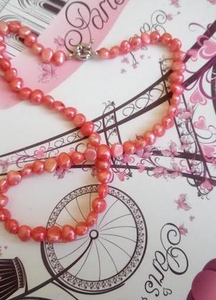 Бусы ожерелье из натурального розового жемчуга барокко1 фото