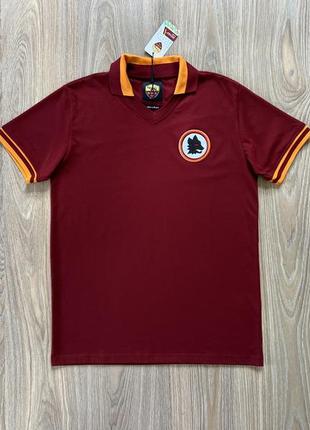 Чоловіча бавовняна поло футболка з нашивкою фк рому as roma retro polo shirt