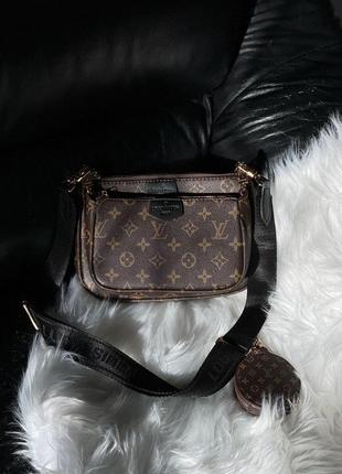 Женская сумка louis vuitton pochete multi brown black4 фото