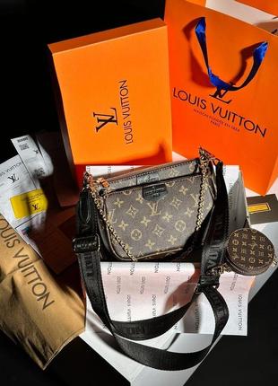 Женская сумка louis vuitton pochete multi brown black7 фото