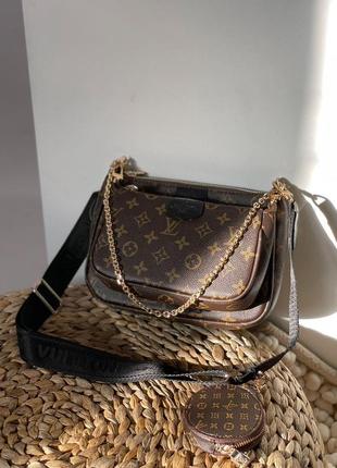 Женская сумка louis vuitton pochete multi brown black2 фото