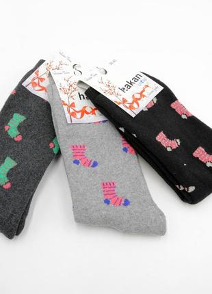 Зимові шкарпетки махрові турецькі, шкарпетки з шкарпетками, жіночі шкарпетки 36-40 розміру новорічні