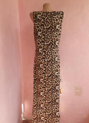 Платье чулок, в пол, леопардовый принт8 фото
