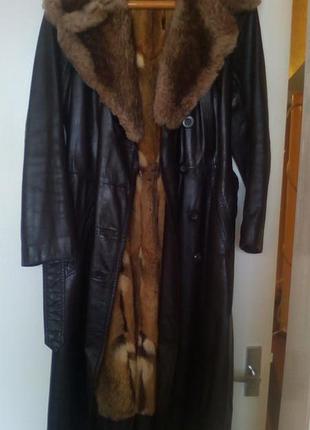 Кожаное зимнее пальто, плащ, дубленка