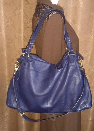 Linea weekend blue tririe tote сумка 30*40*14 натуральная кожа