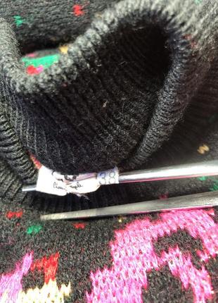 Винтаж джемпер свитер интарсия яркий узор розы 80е купоны6 фото