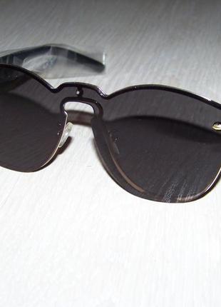 Безободковые стильные солнцезащитные очки унисекс дымчатые черные италия