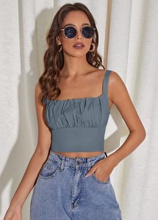 Shein топ корсет летний серый трендовый