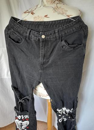 Джинсовые брюки в готическом стиле панк гранж5 фото