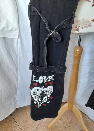 Джинсовые брюки в готическом стиле панк гранж7 фото