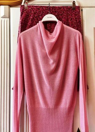 Розовый комплект "morgan": юбка в мелкие цветы и тончайший джемпер1 фото