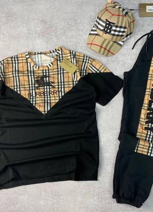 🩷есть наложка 💗 lux качество💗 женский спортивный костюм "burberry"💗футболка+штани