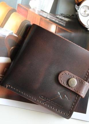 Мужское кожаное портмоне с монетницей и застежкой joseph (dark coffee) 006