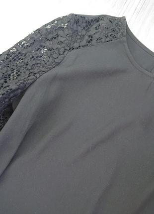 Красивая женская черная блуза с расклешонными рукавами кружево р.44/46 блузка блузочка5 фото