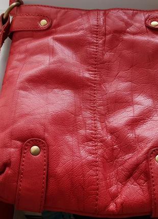 Стильная красная кожаная сумка, 100% натуральная кожа козы, бренд c&a2 фото