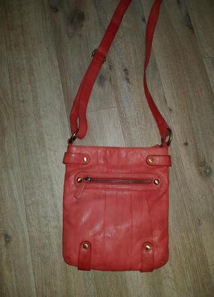 Стильная красная кожаная сумка, 100% натуральная кожа козы, бренд c&a