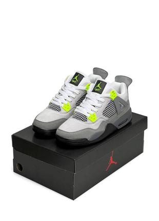 Мужские кроссовки nike air jordan 4 retro suede gray green black#найк