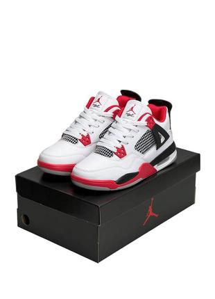 Чоловічі кросівки nike air jordan 4 retro white red#найк