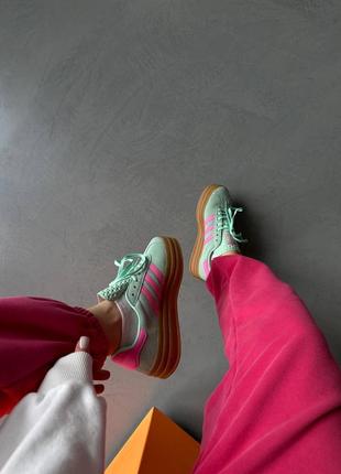 Кеды женские адидас adidas gazelle bold  mint/ pink2 фото