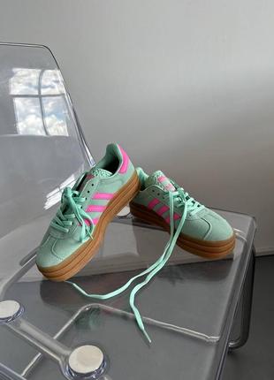 Кеды женские адидас adidas gazelle bold  mint/ pink9 фото