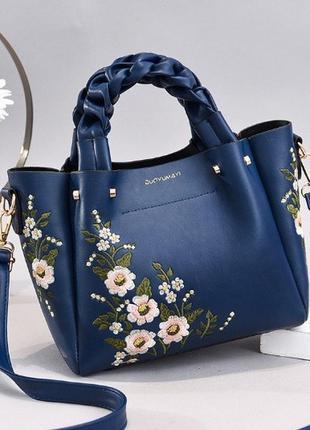 Женская сумка сумочка с вышитыми цветами, с вышивкой (1056)