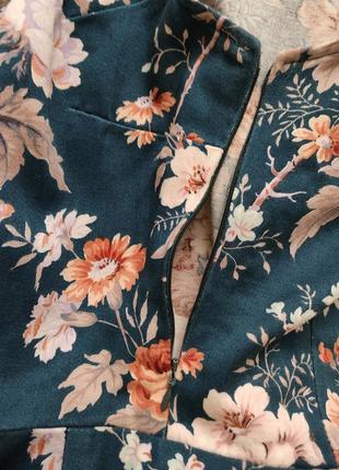 Хлопковая блуза в розы, блузка цветочный принт, блузка с баской5 фото