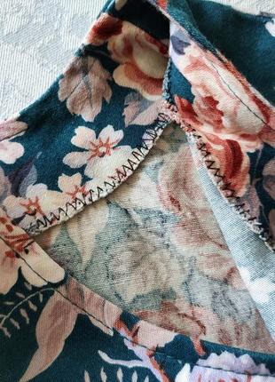 Бавовняна блуза в рози, блузка квітковий принт, блузка з баскою3 фото